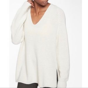 Athleta Cream Switchback Merino Wool Sweater
